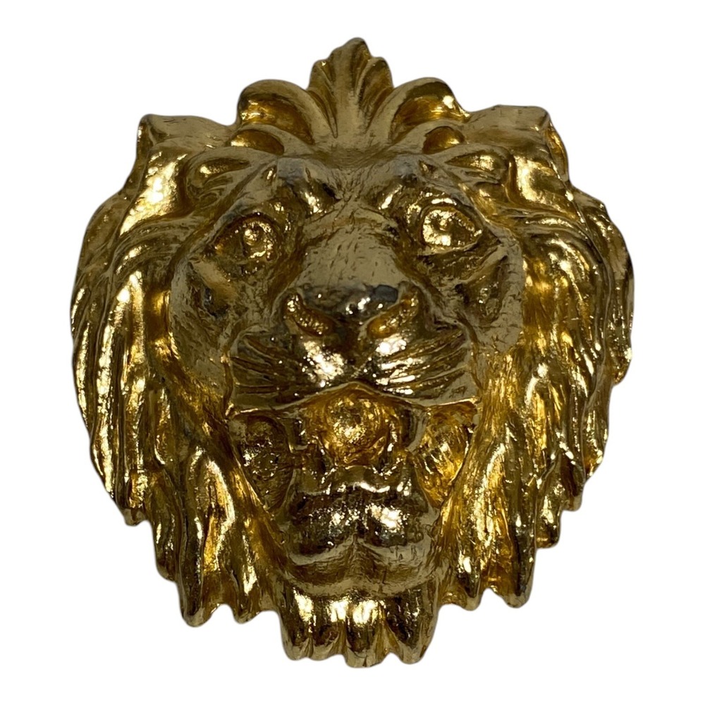 Vintage Gay Boyer Signed Large Statement Goldtone Lion Head Pendant **NO CHAIN**